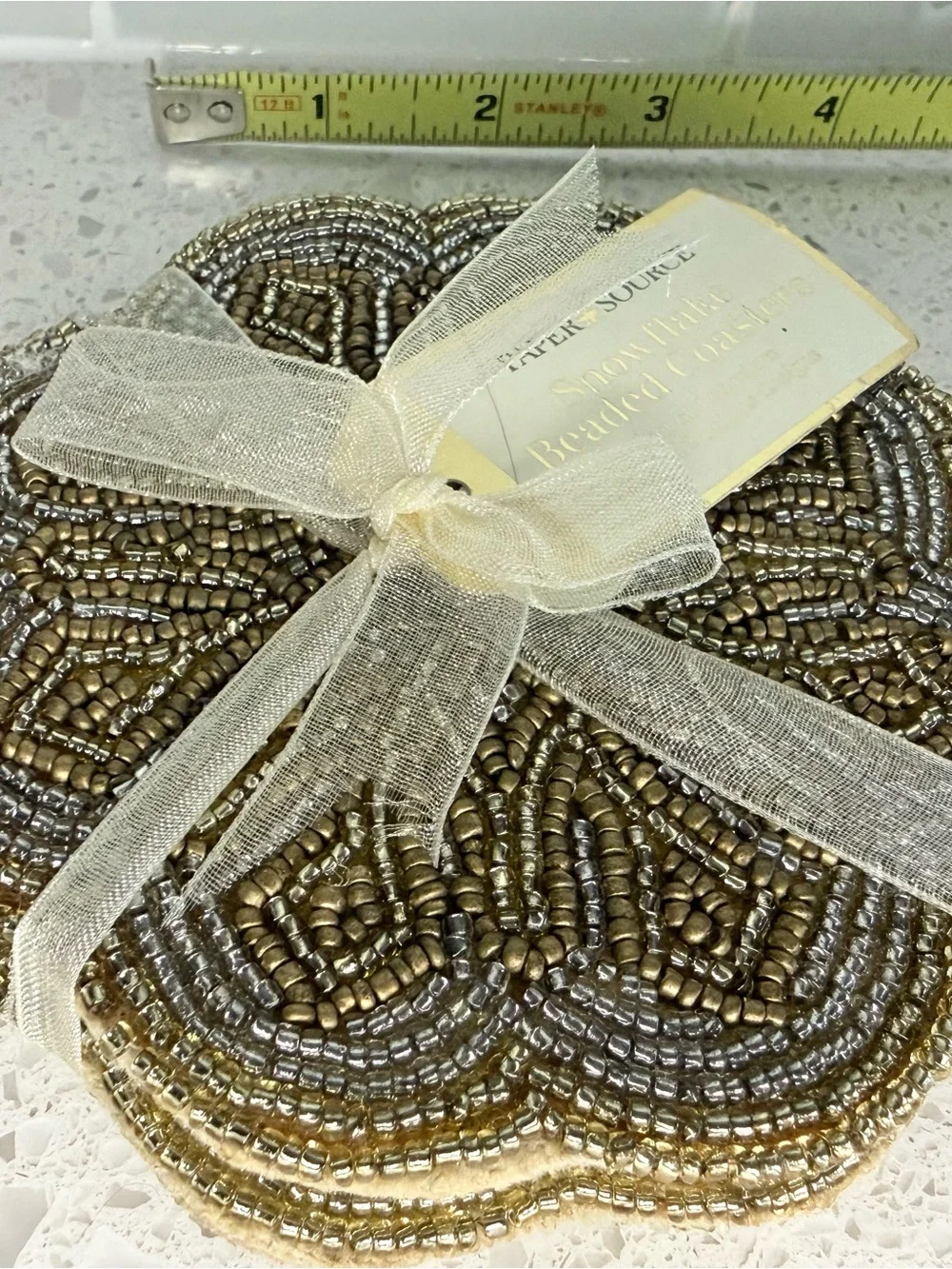Paper Source Gold and Silver Beaded Coasters